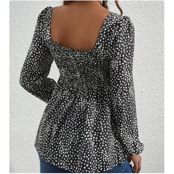 Leopard Print Puff Long sleeve Blouse - Picture 4 of 4
